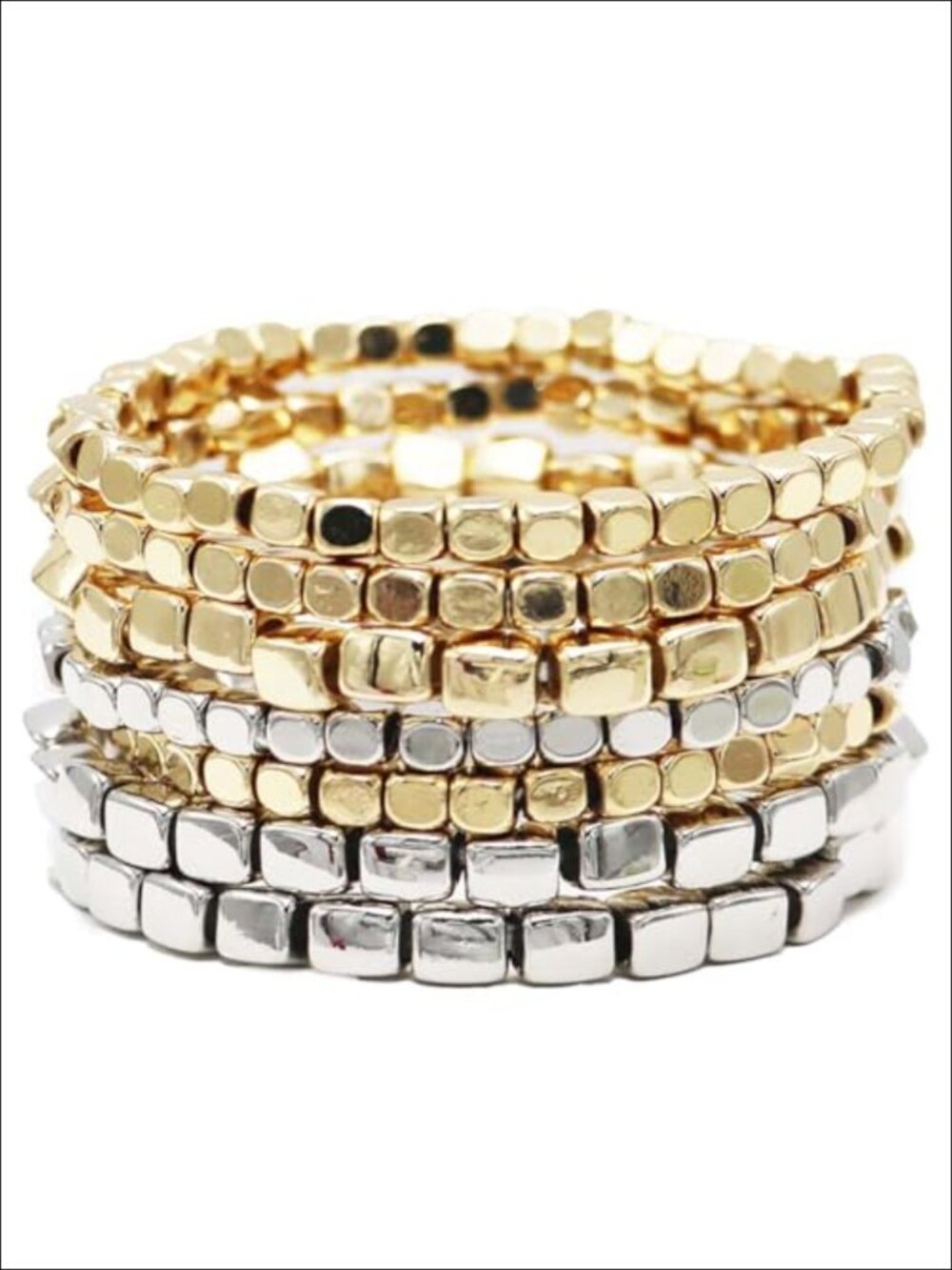 Chunky Nugget Multi-Strand Bracelet Set - Stackable Stretch Bead Bracelets for
